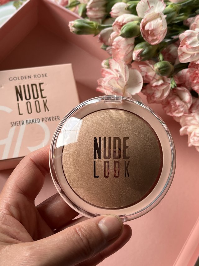 Golden Rose Nude Look, Sheerd Baked Powder, Wypiekany puder do twarzy, Rozświetlający