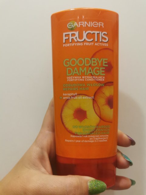 Garnier Fructis, Goodbye Damage, Odżywka do włosów, Odbudowująca, Amla Oil Extract & Liquid Vegetal Keratin