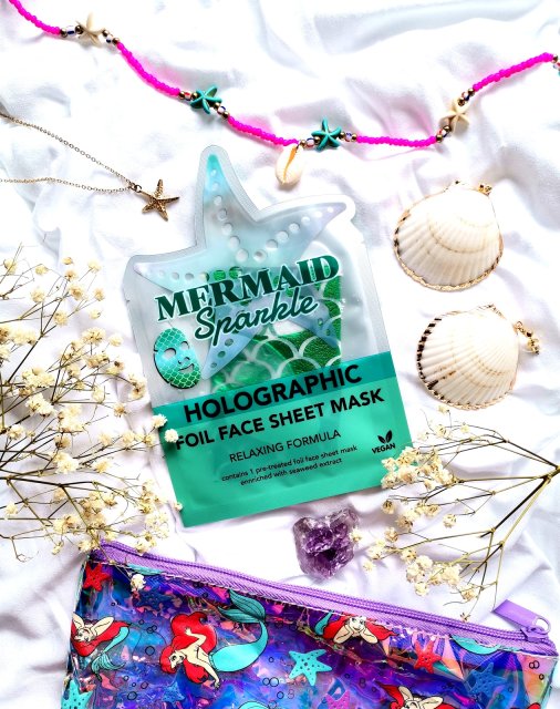 Maxbrands Marketing B.V. Maseczka do twarzy w płachcie, Holographic, Mermaid Sparkle, Formuła relaksująca