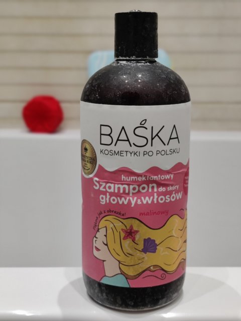 Baśka kosmetyki po polsku Szampon do skóry głowy & włosów, Humektantowy, Malinowy