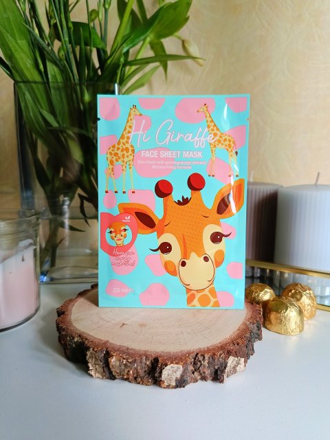 Maxbrands Marketing B.V. Face Sheet Mask, Maseczka do twarzy w płacie, Hi Giraffe, Nawilżająca, Z ekstraktem z granatu