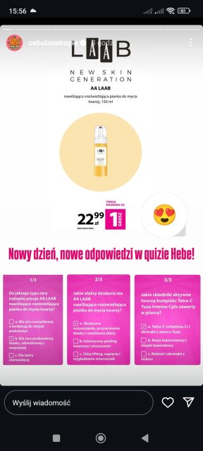 Quiz w aplikacji Hebe