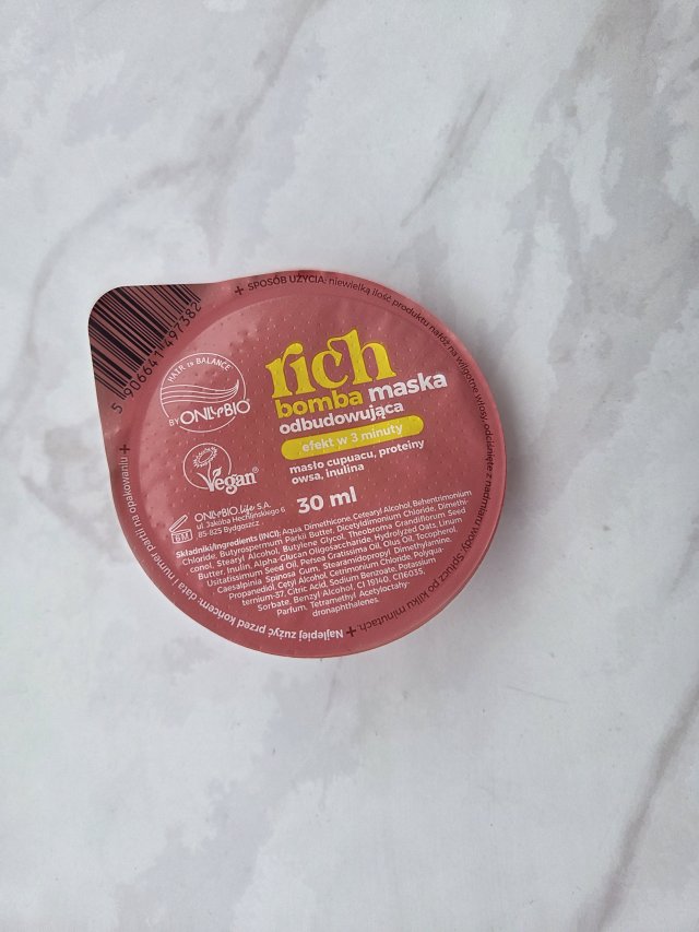 OnlyBio Hair in Balance, Maska do włosów, Rich Bomba, Odbudowująca 