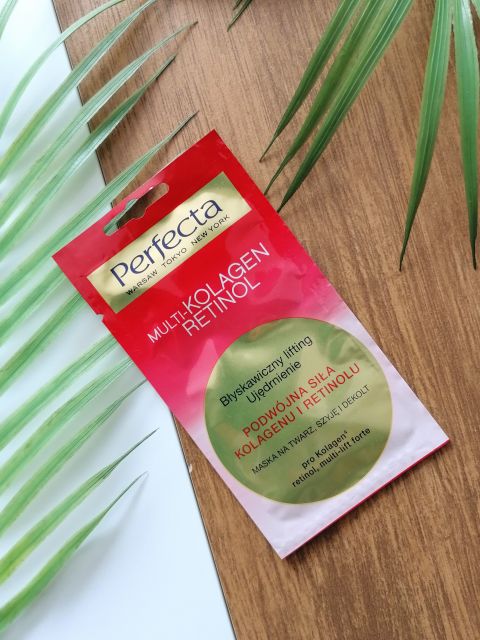 Perfecta Multi-Kolagen Retionol, Maska na twarz, szyję i dekolt, Błyskawiczny lifting, Ujędrnienie