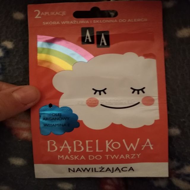 AA Maseczka do twarzy, Bąbelkowa, Nawilżająca, Olej arganowy + witamina E 