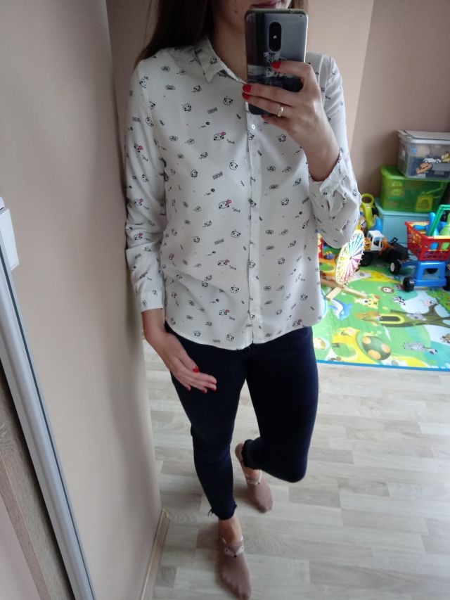 Elegancka stylizacja na spacer koszula spodnie