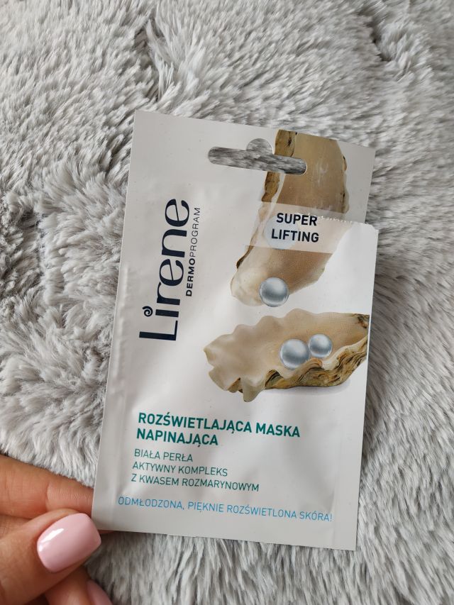 Lirene Dermoprogram, Super lifting, Rozświetlająca maska napinająca, Biała Perła