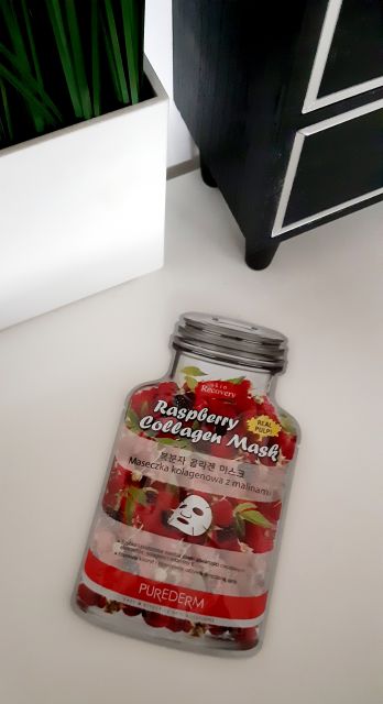 Purederm Maska do twarzy w płacie, Kolagenowa, Malina 