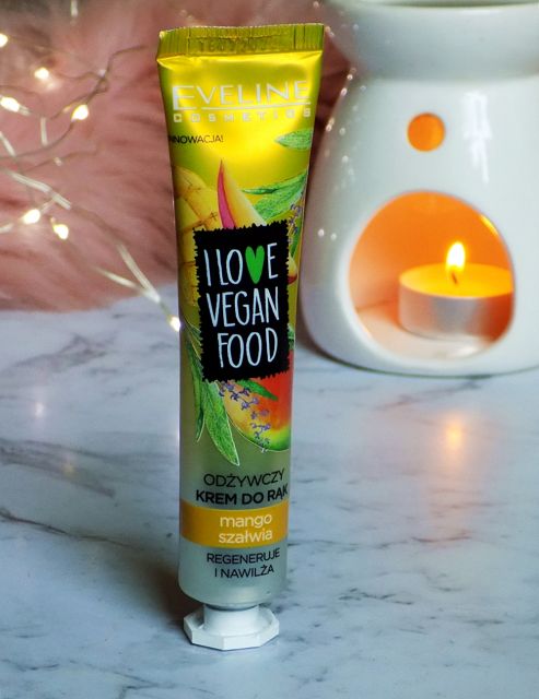 Eveline I Love Vegan Food, Krem do rąk, Odżywczy, Renegeruje i nawilża, Mango i Szałwia