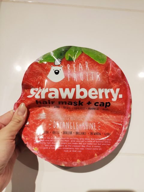 Bear Fruits Maska do włosów z czepkiem, Strawberry Hair Mask, detangle + shine  