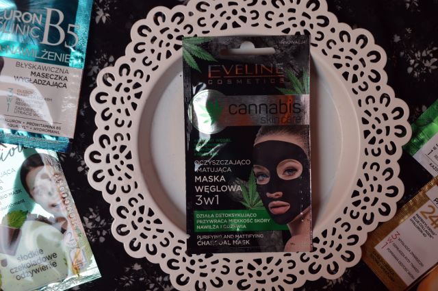 Eveline Cannabis Skin Care, Maska do twarzy, Węglowa, 3w1, Oczyszczająco-matująca