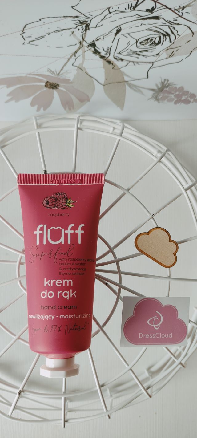 Fluff Superfood, Krem do rąk, Antybakteryjny i nawilżający, Malina