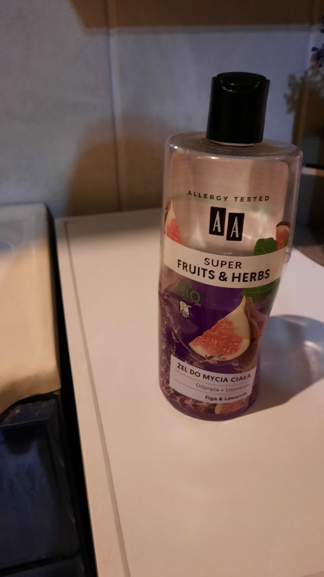 AA Super Fruits & Herbs, Żel do mycia ciała, Figa i lawenda