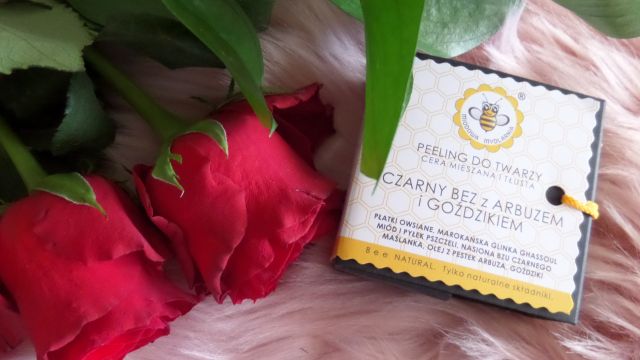 Miodowa Mydlarnia Peeling do twarzy, Cera mieszana i tłusta, Czarny bez z arbuzem i goździkiem, Z miodem i pyłkiem pszczelim 