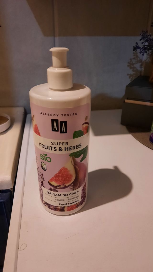 AA Super Fruits & Herbs, Balsam do ciała, Nawilżająco - kojący, Figa & Lawenda