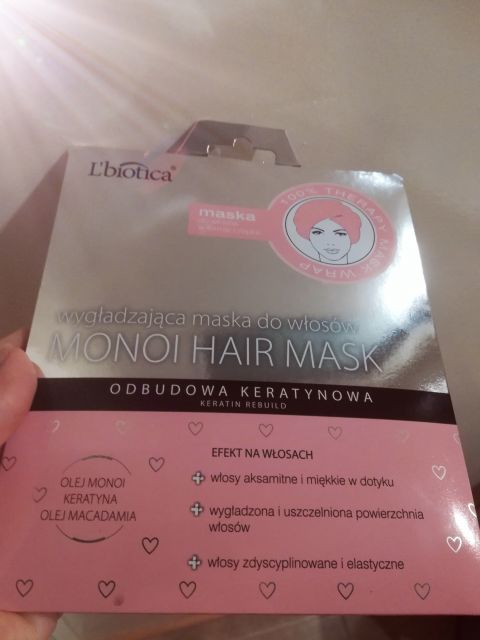 L'biotica Maska do włosów, Monoi Hair Mask, Wygładzająca, Odbudowa keratynowa
