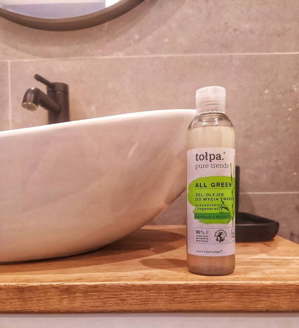 Tołpa Pure Trends, All Green, Żel-olejek do mycia twarzy, Oczyszczenie i regeneracja, Bambus + konopie