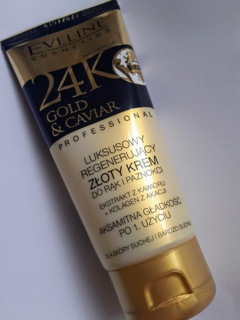 Eveline 24 K Gold, Krem do rąk i paznokci, Luksusowy regenerujący złoty, Ekstrakt z kawioru & Kolagen z akacji