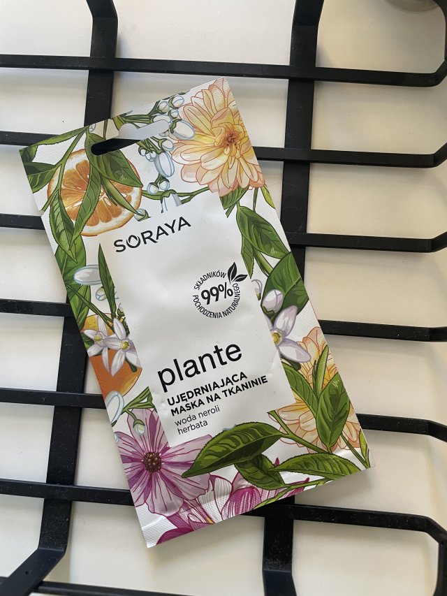 Soraya Plante, Maska do twarzy na tkaninie, Ujędrniająca, Woda neroli i herbata