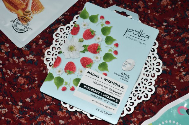 Polka Maska do twarzy na tkaninie, Nawilżenie + Odżywienie, Malina + Witamina B3