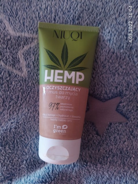 NIUQI Hemp, Mus do mycia twarzy, Oczyszczający