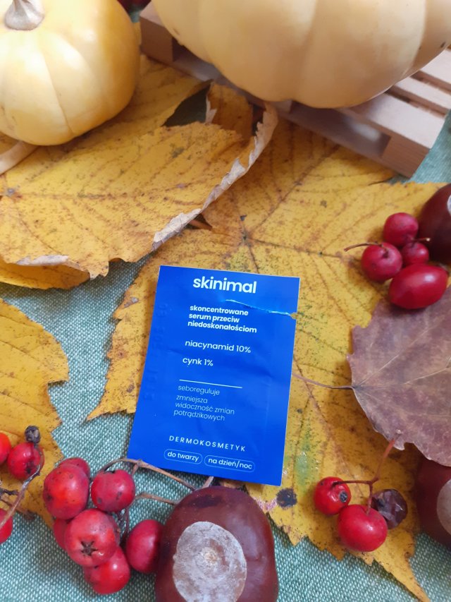 skinimal Serum do twarzy, Skoncentrowane, Przeciw niedoskonałościom, Dzień/noc, Niacynamid 10%, Cynk 1%