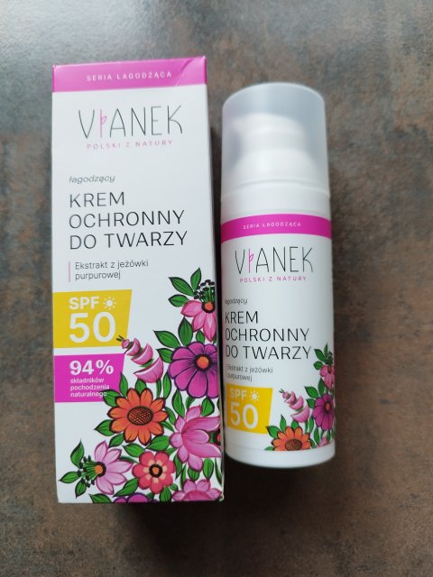 Sylveco Vianek, Krem do twarzy na dzień, Seria różowa, Łagodzący, ochronny, SPF50