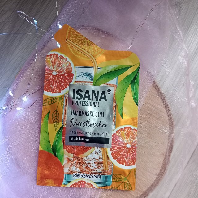 Isana Professional, Maska do włosów, Durstlöscher, 3in1, Woda bambusowa i różowy grejpfrut 