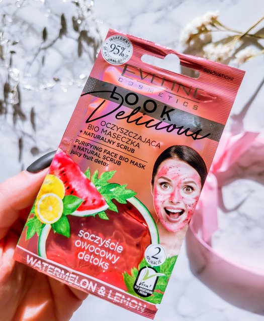Eveline Look Delicious, Maseczka do twarzy, Oczyszczająca, Bio, Z naturalnym peelingiem, Arbuz i cytryna 