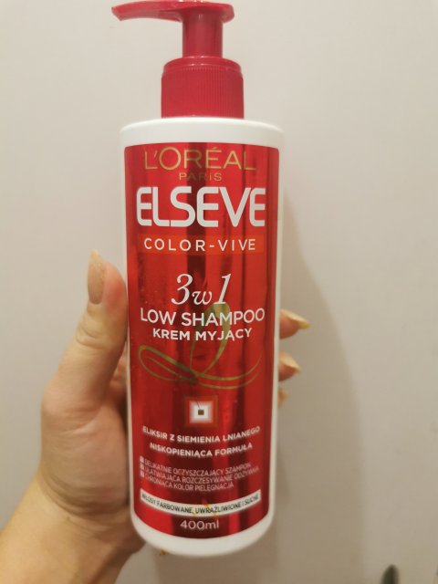 L'Oréal Elseve, Low Shampoo, Krem myjący do włosów 3 w 1, Color-Vive