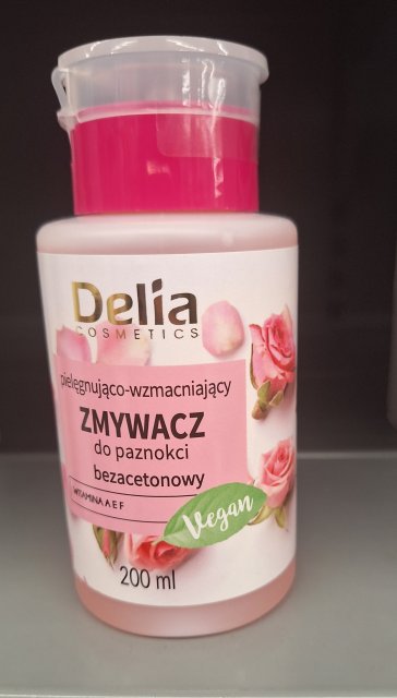 Delia Zmywacz do paznokci, Pielęgnująco-wzmacniający, Bezacetonowy 