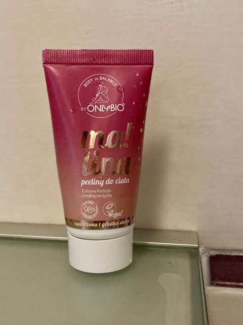 OnlyBio Body in Balance, Peeling do ciała, Ma!lina, Cukrowy, Z maliną nordycką