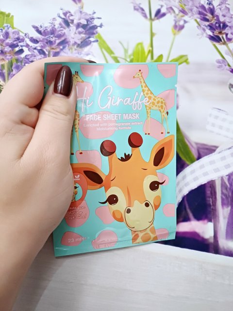Maxbrands Marketing B.V. Face Sheet Mask, Maseczka do twarzy w płacie, Hi Giraffe, Nawilżająca, Z ekstraktem z granatu