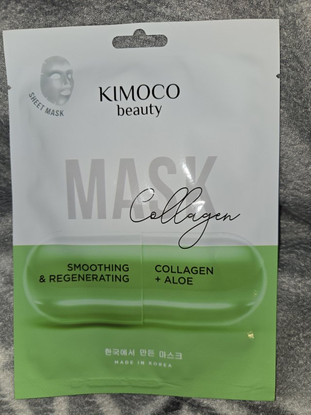 Kimoco Beauty Maska do twarzy w płacie, Collagen, Collagen + Aloe, Wygładzająco-regenerująca, Kolagen i Aloes 