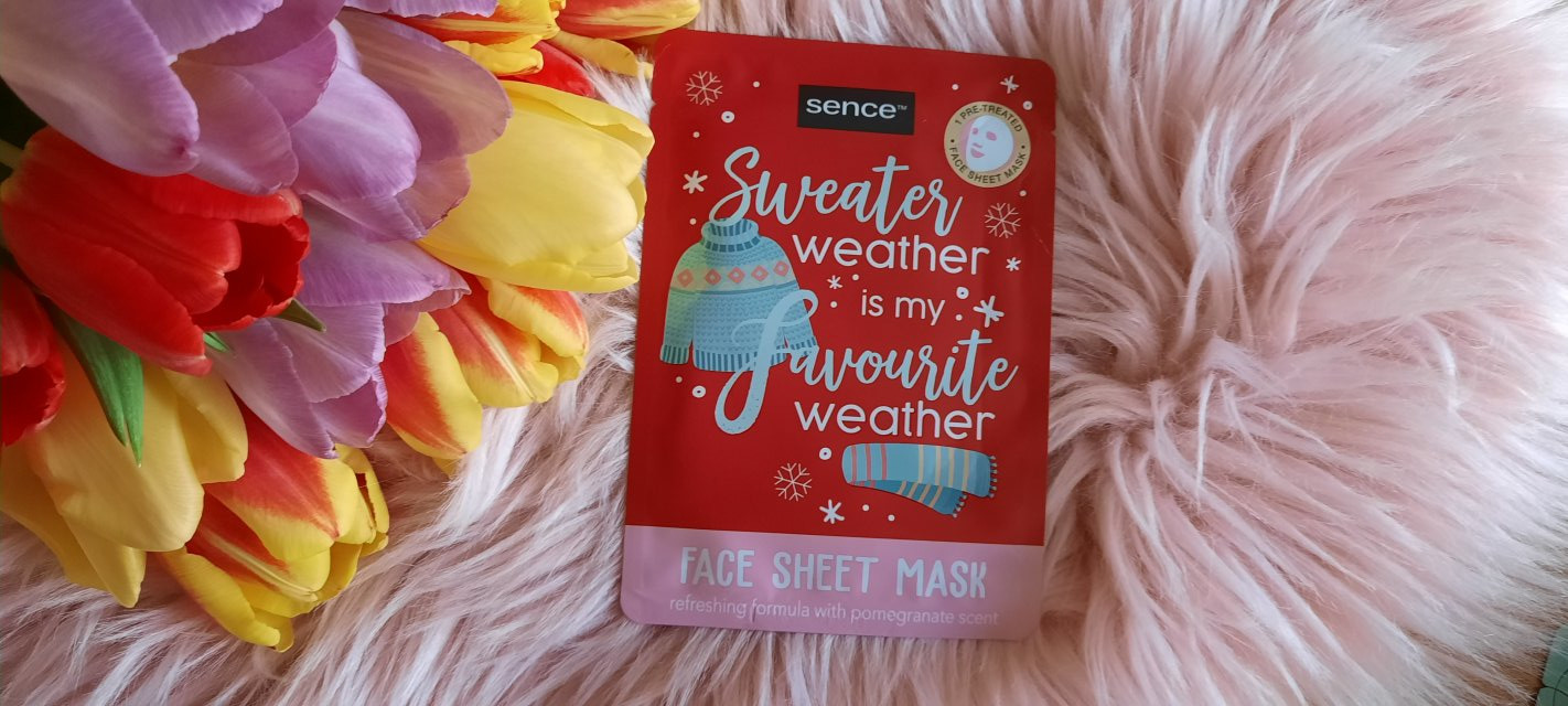 Sence Essentials Maska do twarzy w płacie, Sweater Weather is my Favourite Weather, Odświeżająca, O zapachu granatu