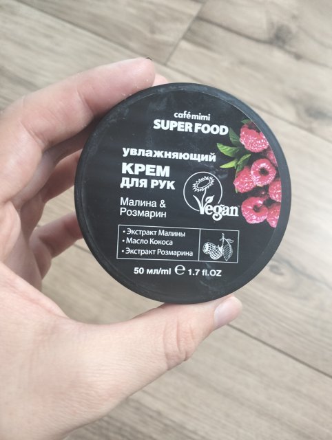 Café MIMI Krem ​​do rąk, Super Food, Nawilżający, Malina i rozmaryn