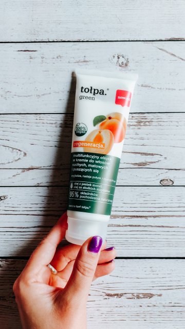 Tołpa Green, Regeneracja, Multifunkcyjny olejek w kremie do włosów suchych, matowych i puszących się, Olej z pestek moreli, Olej ze slodkich migdałów 