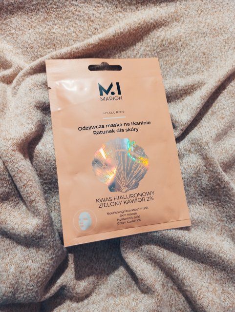 Marion MI MARION, Maska na tkaninie, Hyaluron, Odżywcza, Ratunek dla skóry, Kwas hialuronowy, zielony kawior