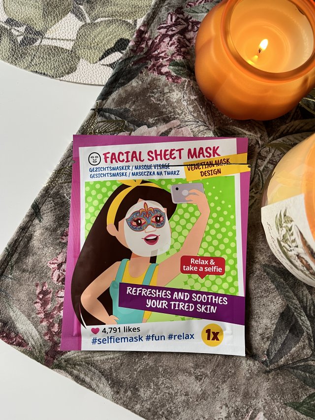 Mascot Europe Maska do twarzy w płacie, Relax & Take a Selfie, Venetian Mask Design