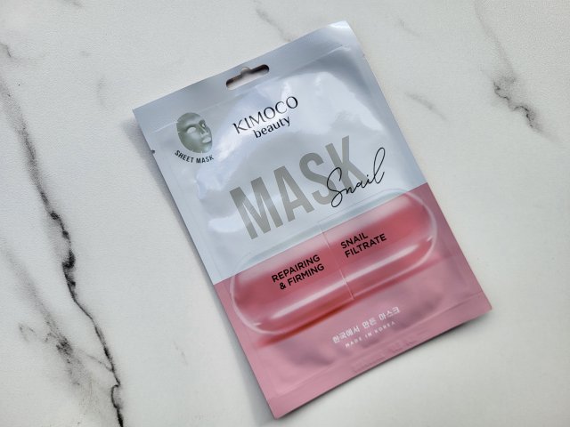 Kimoco Beauty Maska do twarzy w płacie, Snail, Snail Filtrate, Regenerująco-ujędrniająca, Filtrat ze śluzu ślimaka