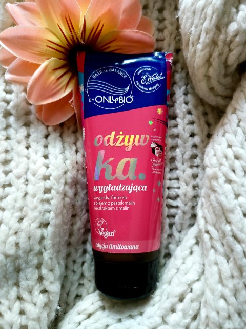 OnlyBio Hair in Balance, Odżywka do włosów, Wygładzająca, E. Wedel, Inspirowana zapachem Ptasiego Mleczka Mascarpone z Malinami, Edycja Limitowana 