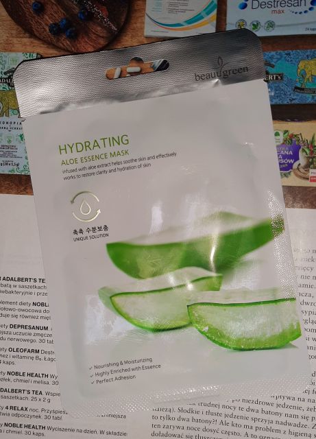 BeauuGreen Maska do twarzy w płacie, Hydrating, Aloe Essence Mask