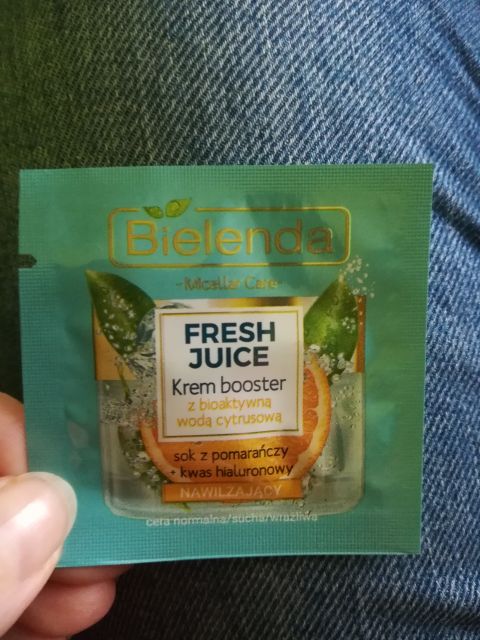 Bielenda Fresh Juice, Krem booster, Nawilżajacy, Z bioaktywną wodą cytrusową, sok z pomarańczy + kwas hialurownowy