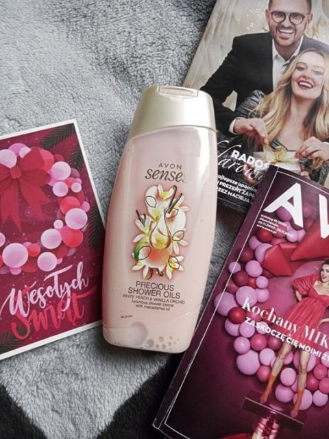 Avon Senses, Żel pod prysznic, Whit Peach & Wanilia Orchid