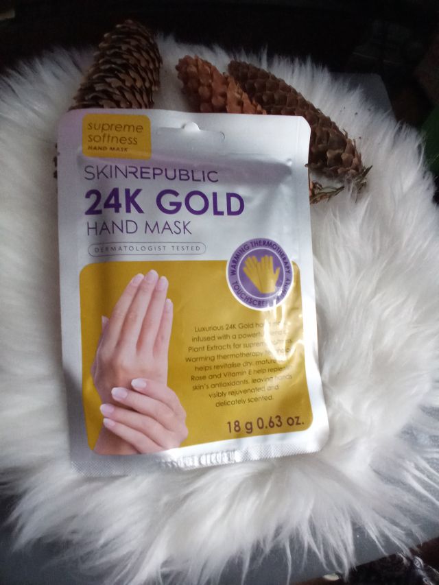 Skin Republic 24K Gold Hand Mask, Maska do dłoni w rękawiczkach, Odmładzająca