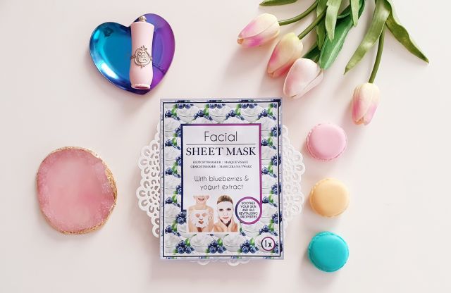 Mascot Europe Maska do twarzy w płacie, Facial Sheet Mask, Blueberries & Yogurt Extract