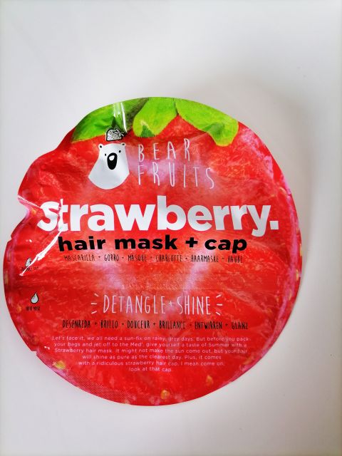 Bear Fruits Maska do włosów z czepkiem, Strawberry Hair Mask, Detangle + Shine