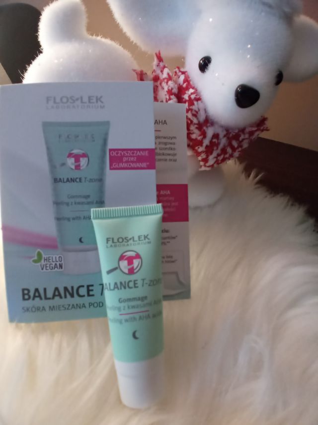 FlosLek Balance T-zone, Peeling gommage do twarzy z kwasami AHA