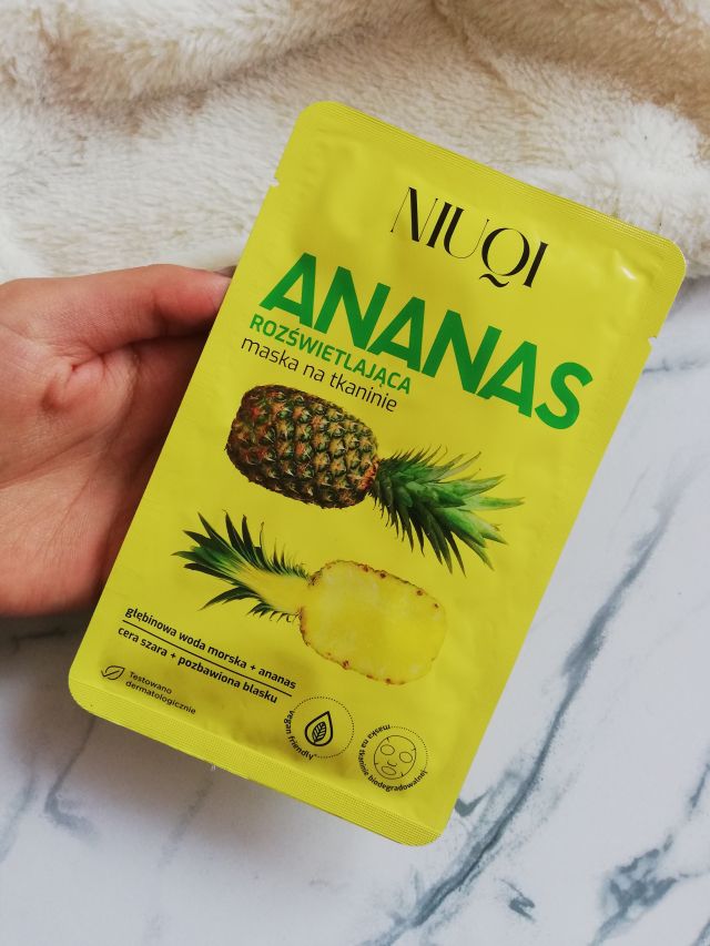 NIUQI Maska do twarzy w płacie, Rozświetlająca, Ananas 