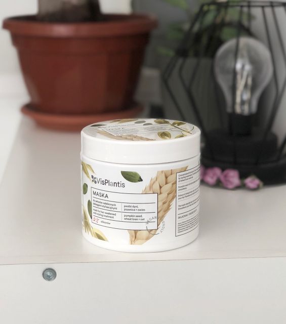Vis Plantis Maska do włosów, Włosy osłabione zabiegami stylizacyjnymi, Pestki dyni, pszenica + owies